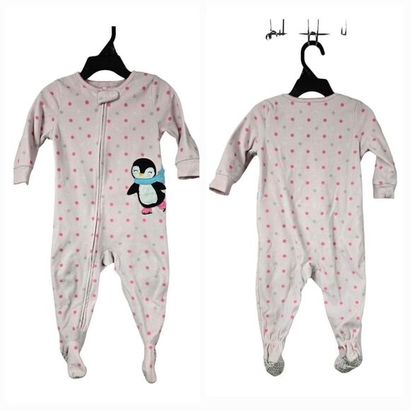 Carter's Baby Girl 12M Sleep & Play Skating Penguin Footie One-Piece Pajama PJs - Picture 6 of 8